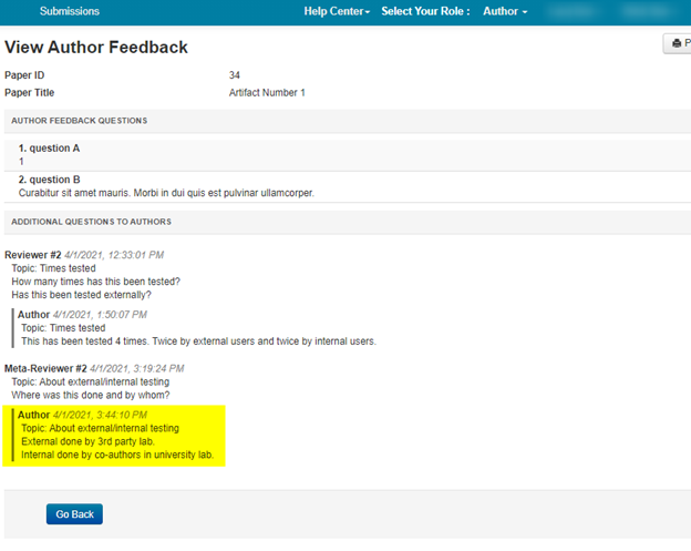 Author Feedback Author Comments