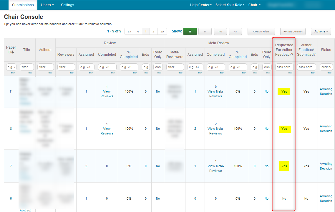 Author Feedback Visible to Meta-Reviewers