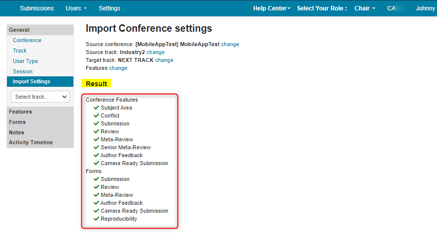 Chair How To Import Conference Settings To New Conference Microsoft Conference Management 4841