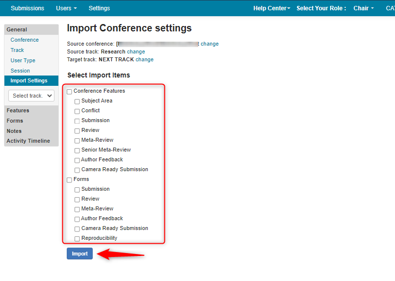 Chair How To Import Conference Settings To New Conference Microsoft Conference Management 0328