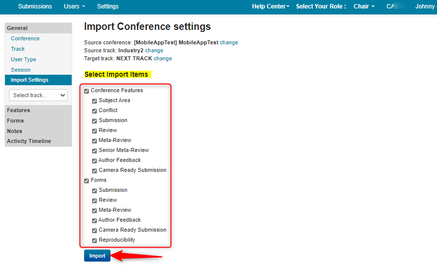 Chair How To Import Conference Settings To New Conference Microsoft Conference Management 3575