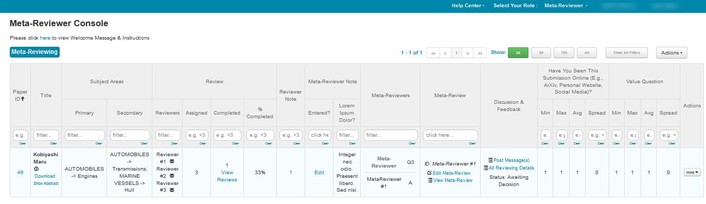 Meta-Reviewer Console