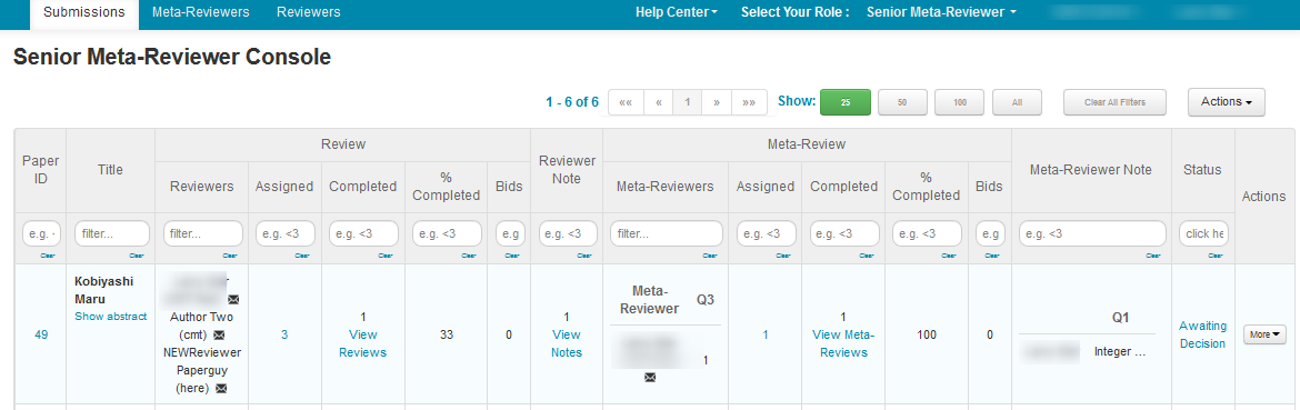 Senior Meta-Reviewer Console