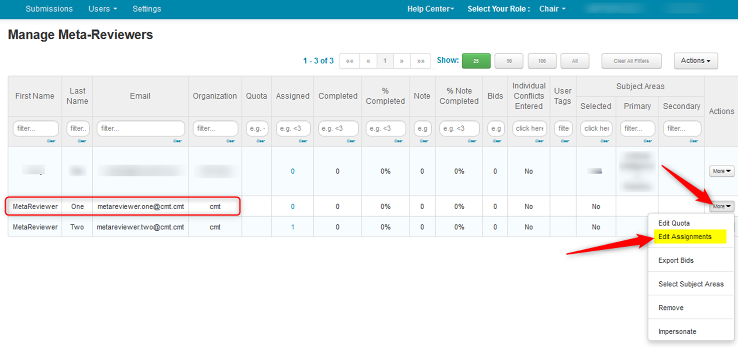 Edit Meta-Reviewer Assignments