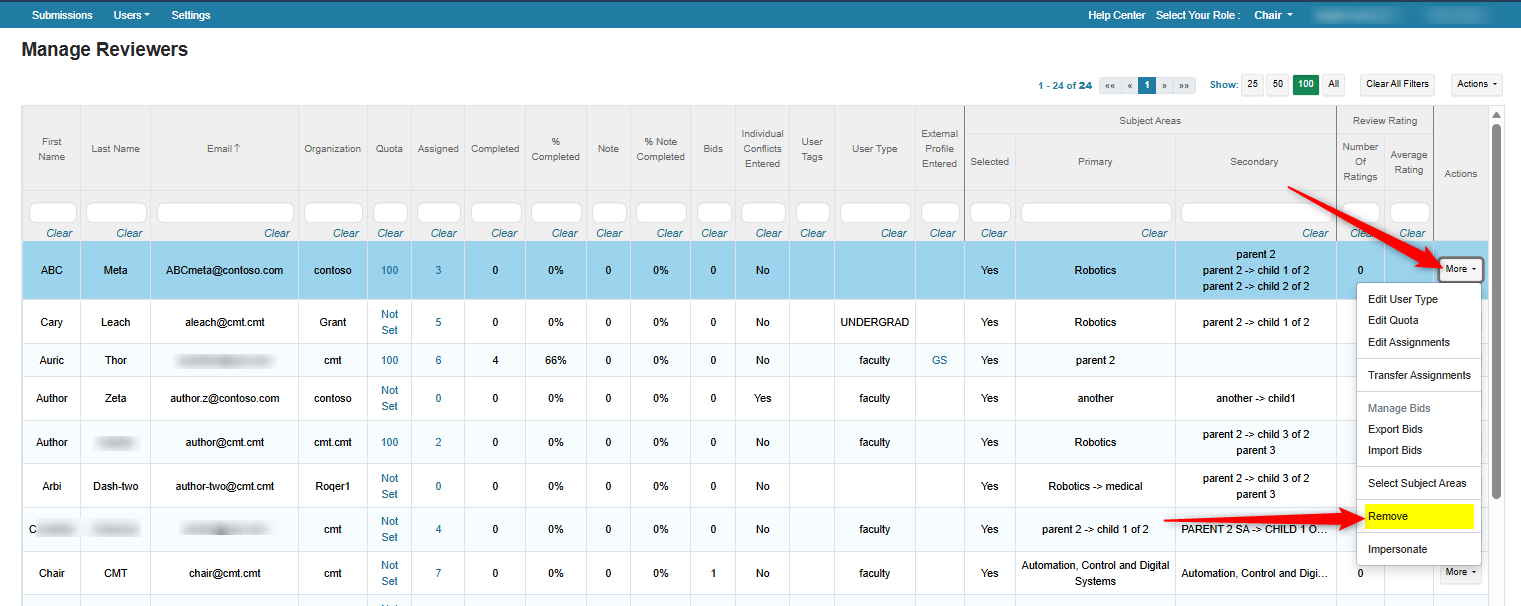 Edit Reviewer Assignments