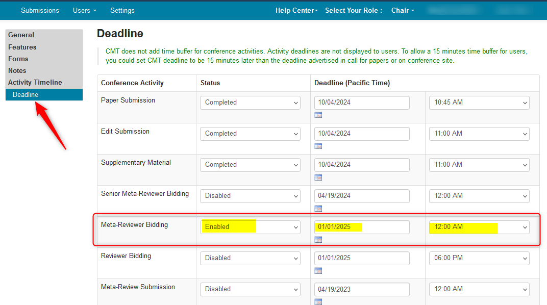 Enable Meta-Reviewer Bidding