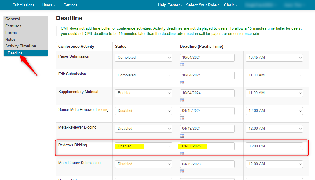 Enable Reviewer Bidding