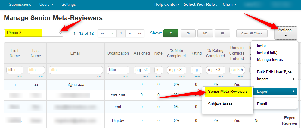 Export Senior Meta-Reviewers