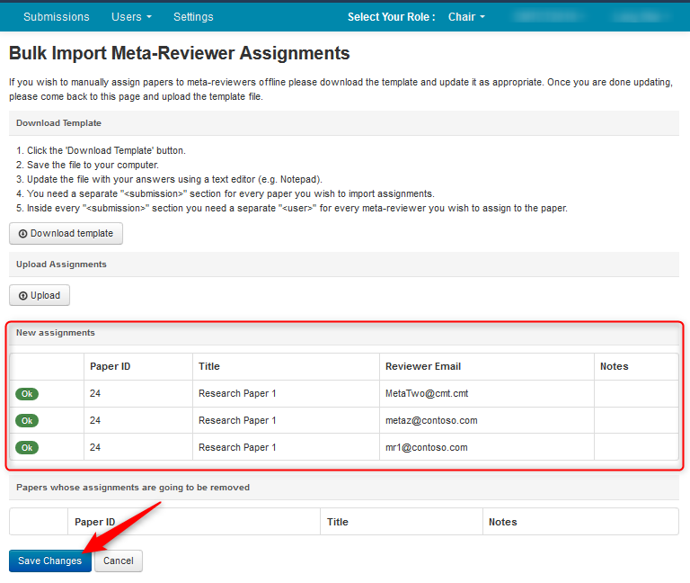 Import Meta-Reviewer Assignments