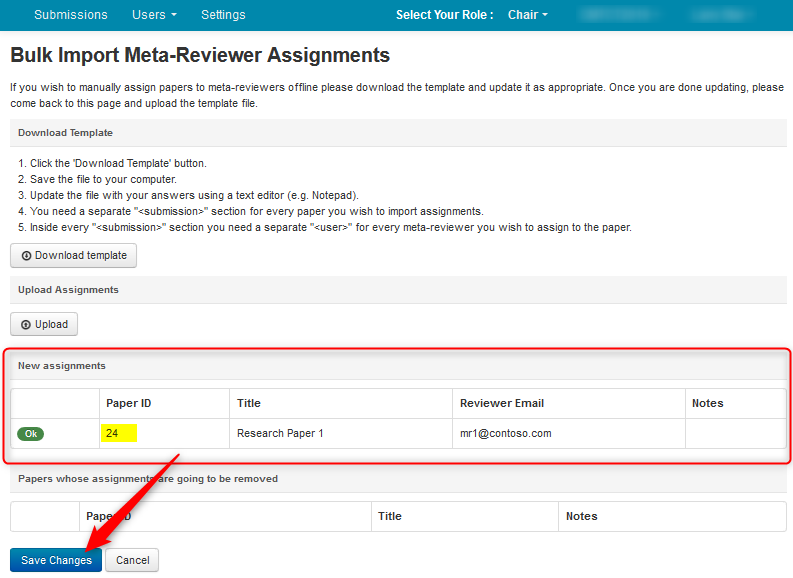 Import Meta-Reviewer Assignments