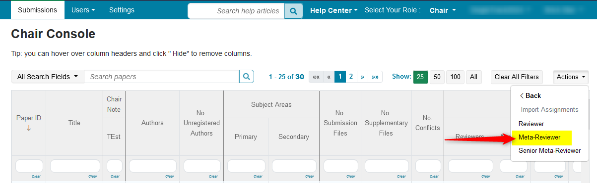 Import Meta-Reviewer Assignments