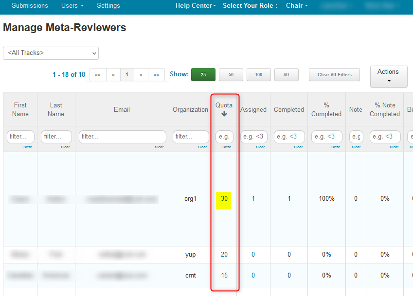 Import Meta-Reviewer Quotas