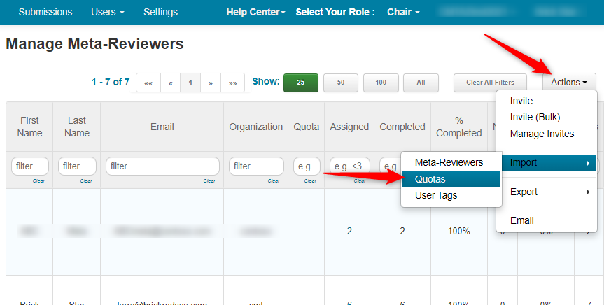 Import Meta-Reviewer Quotas