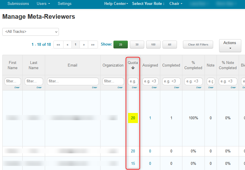 Import Meta-Reviewer Quotas