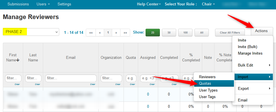 Import Reviewer Quotas
