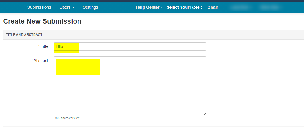 CHAIR HOW-TO: Create/Edit a Submission  Microsoft Conference Management  Toolkit Documentation