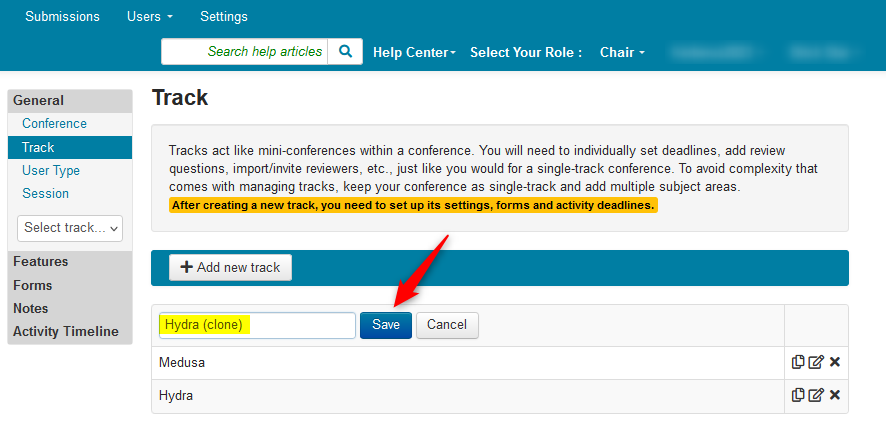 CHAIR HOW-TO: Manage Tracks  Microsoft Conference Management Toolkit  Documentation