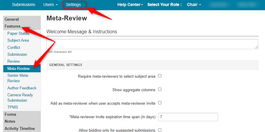 Meta-Review Settings