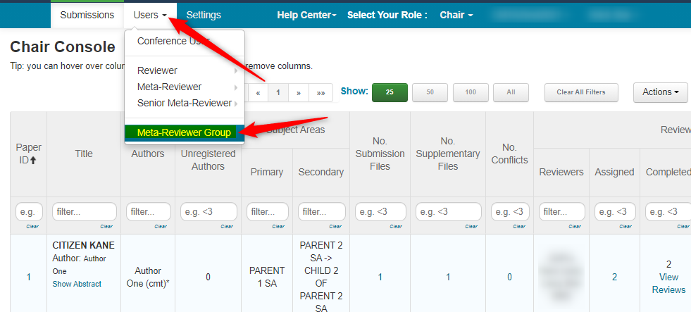 Meta-Reviewer Groups