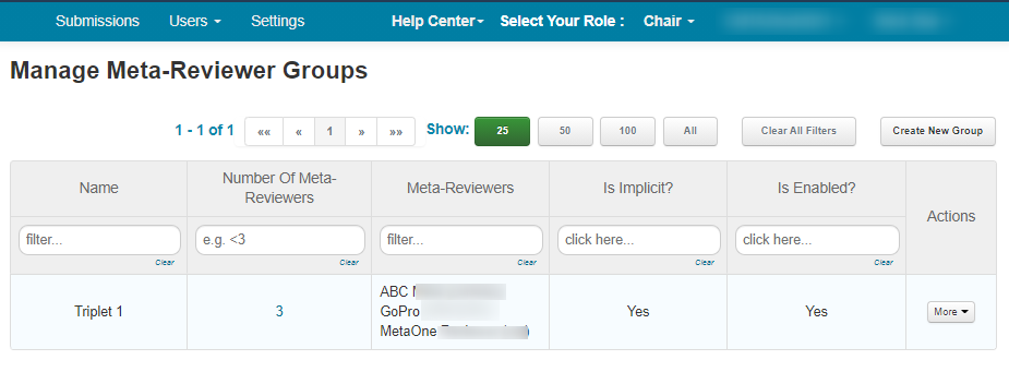 Meta-Reviewer Groups