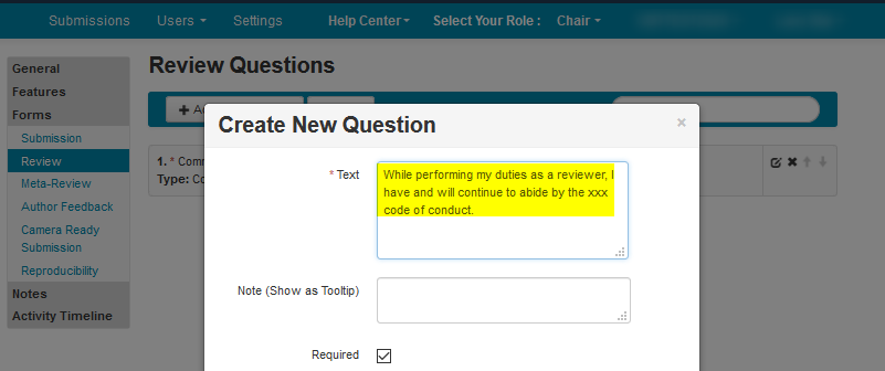 CHAIR HOW-TO: Create and Manage Review Questions  Microsoft Conference  Management Toolkit Documentation