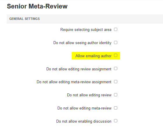 Senior Meta-Review Settings