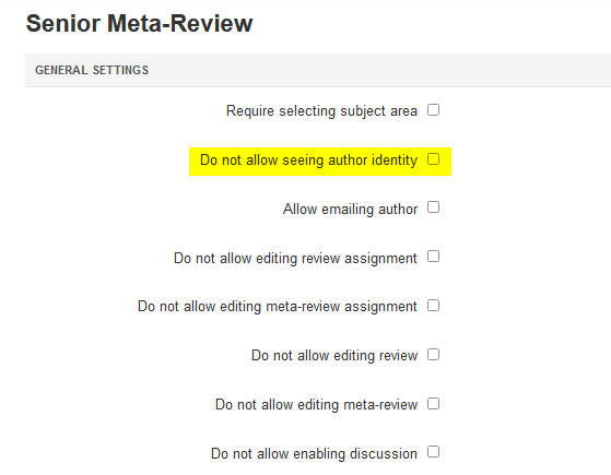 Senior Meta-Review Settings