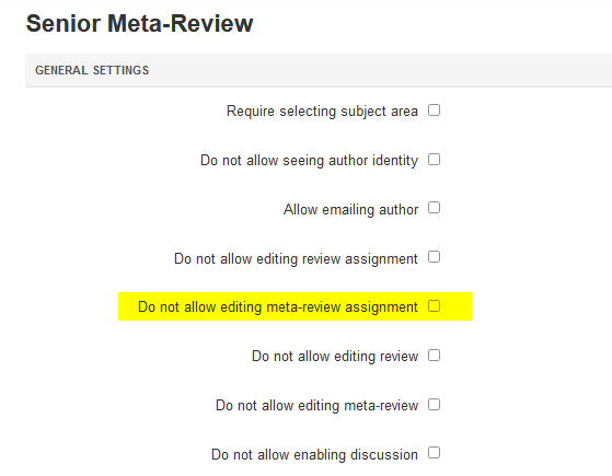 Senior Meta-Review Settings