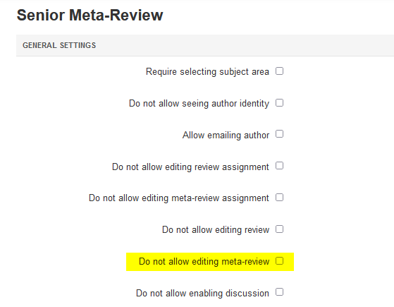 Senior Meta-Review Settings