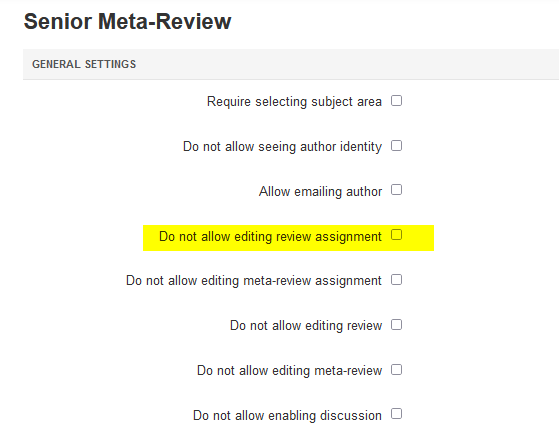 Senior Meta-Review Settings