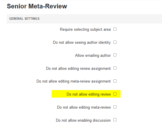 Senior Meta-Review Settings