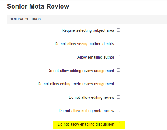 Senior Meta-Review Settings