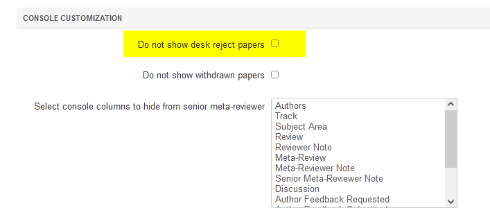 Senior Meta-Review Settings