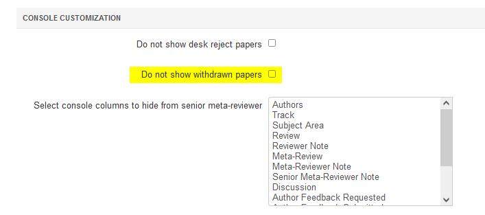 Senior Meta-Review Settings