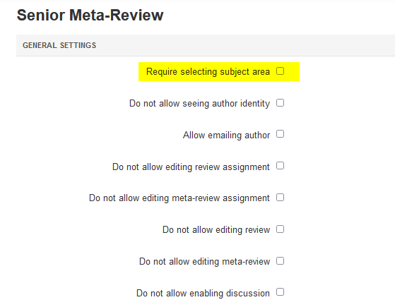 Senior Meta-Review Settings