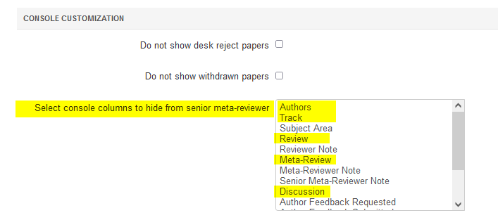 Senior Meta-Review Settings