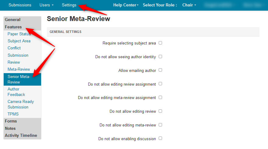 Senior Meta-Review Settings