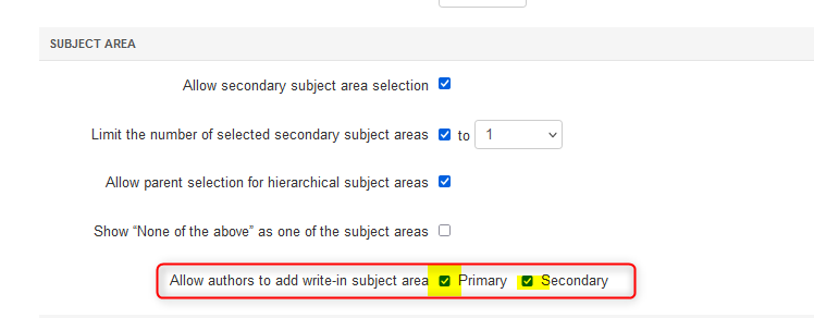 Subject Areas