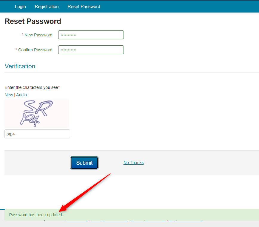 Request New Password