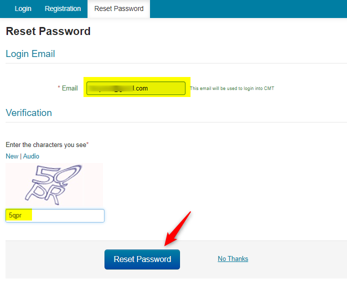 Request New Password