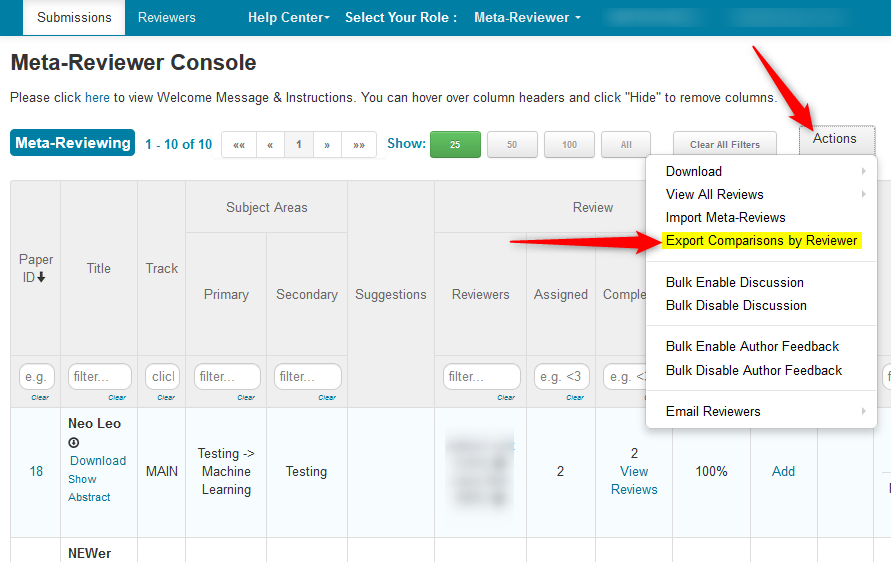 Export Reviewer Comparison