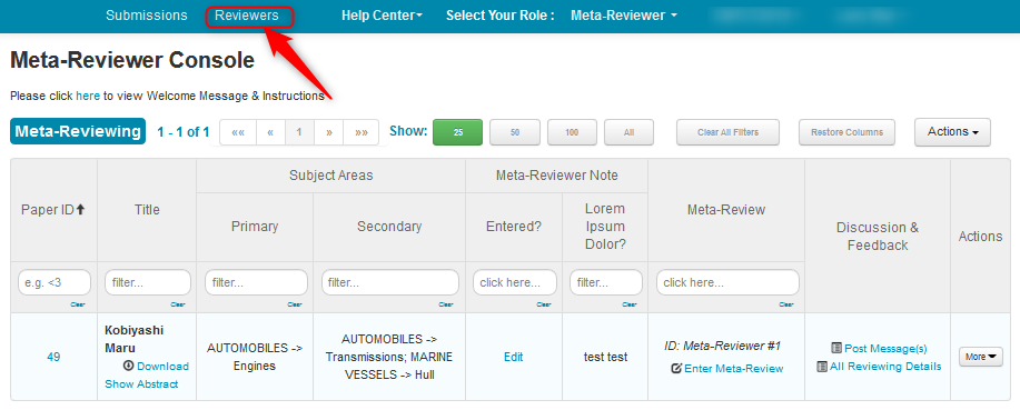 Meta-Reviewer Assigning Reviewer