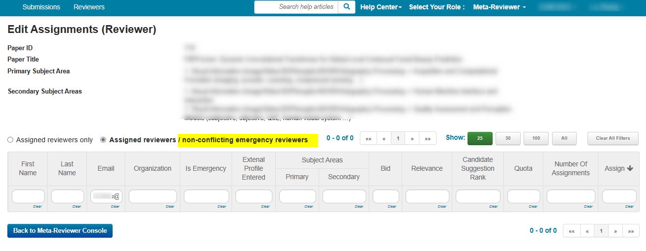 Meta-Reviewer Assigning Reviewer