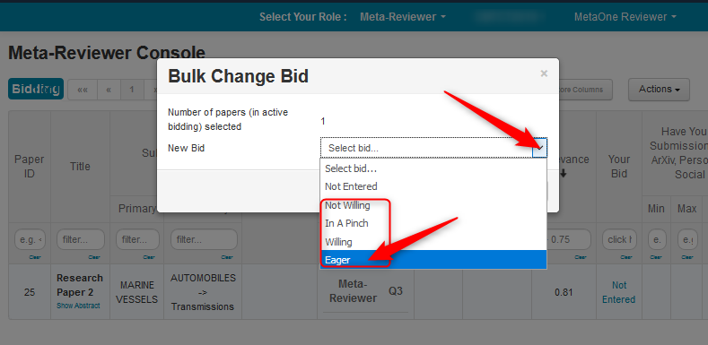 Meta-Reviewer Bidding