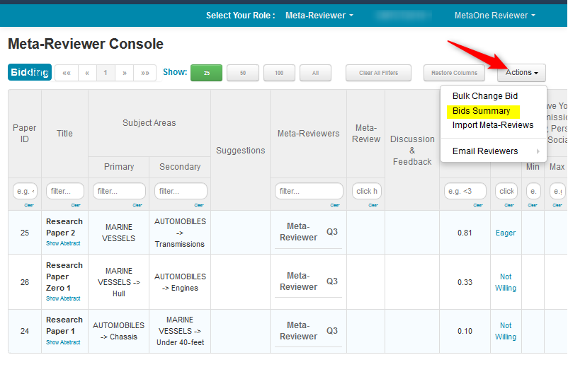 Meta-Reviewer Bidding