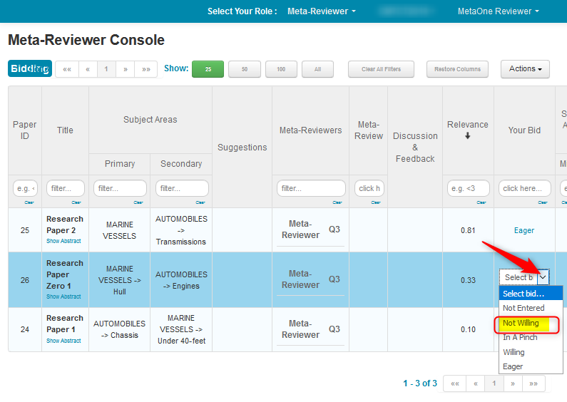 Meta-Reviewer Bidding