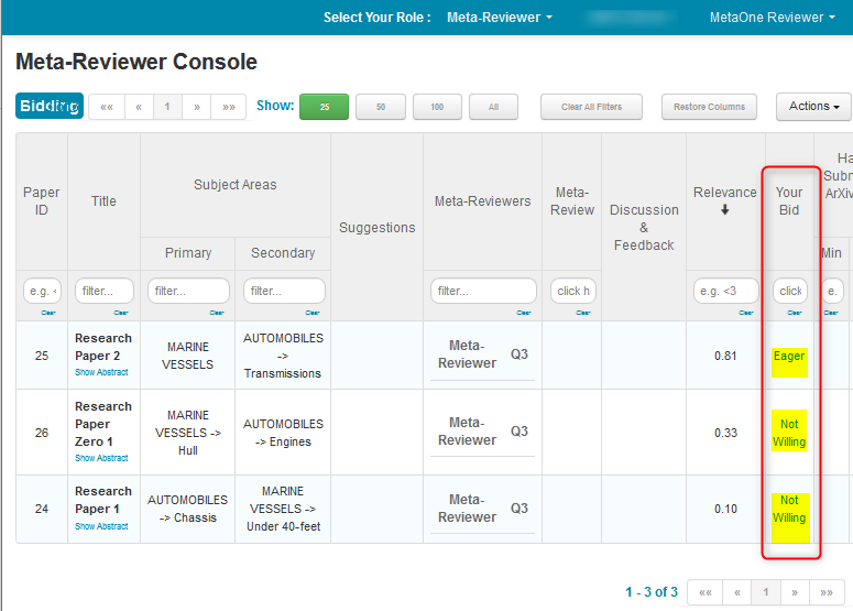 Meta-Reviewer Bidding