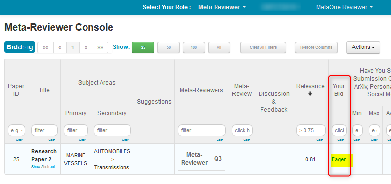 Meta-Reviewer Bidding