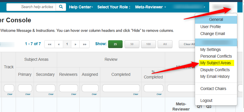 Meta-Reviewer Subject Areas