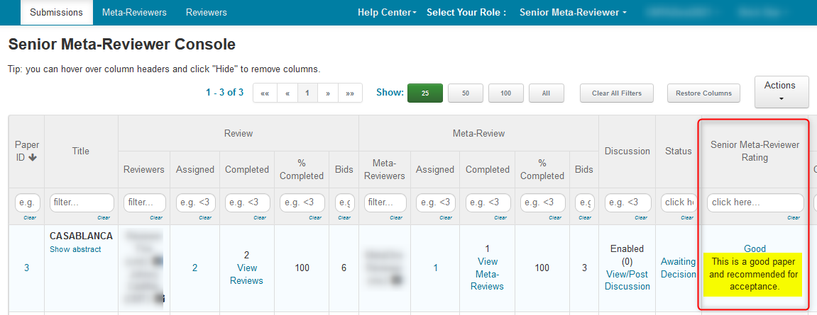 Senior Meta-Reviewer Ratings